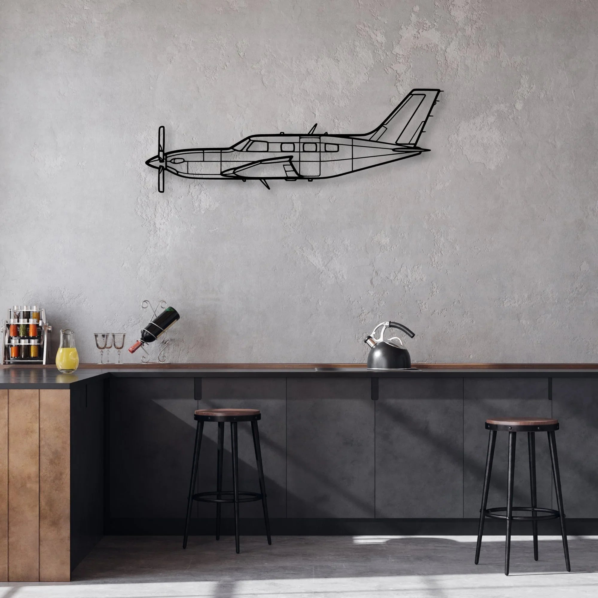 108 2 2 Classic Aircraft Silhouette Metal Wall Art - Aviation Hangar Decor