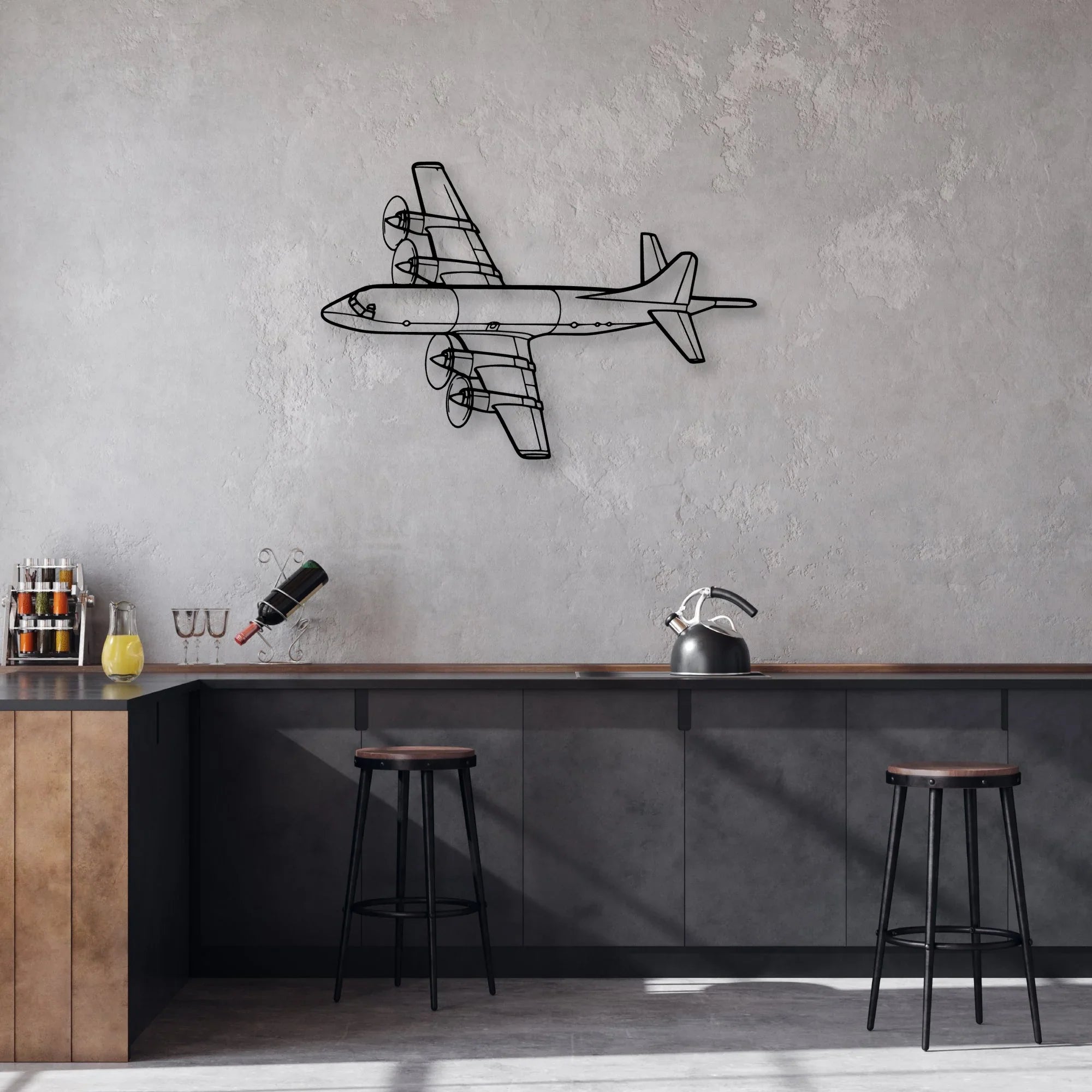 108 2 3 Classic Aircraft Silhouette Metal Wall Art - Aviation Hangar Decor