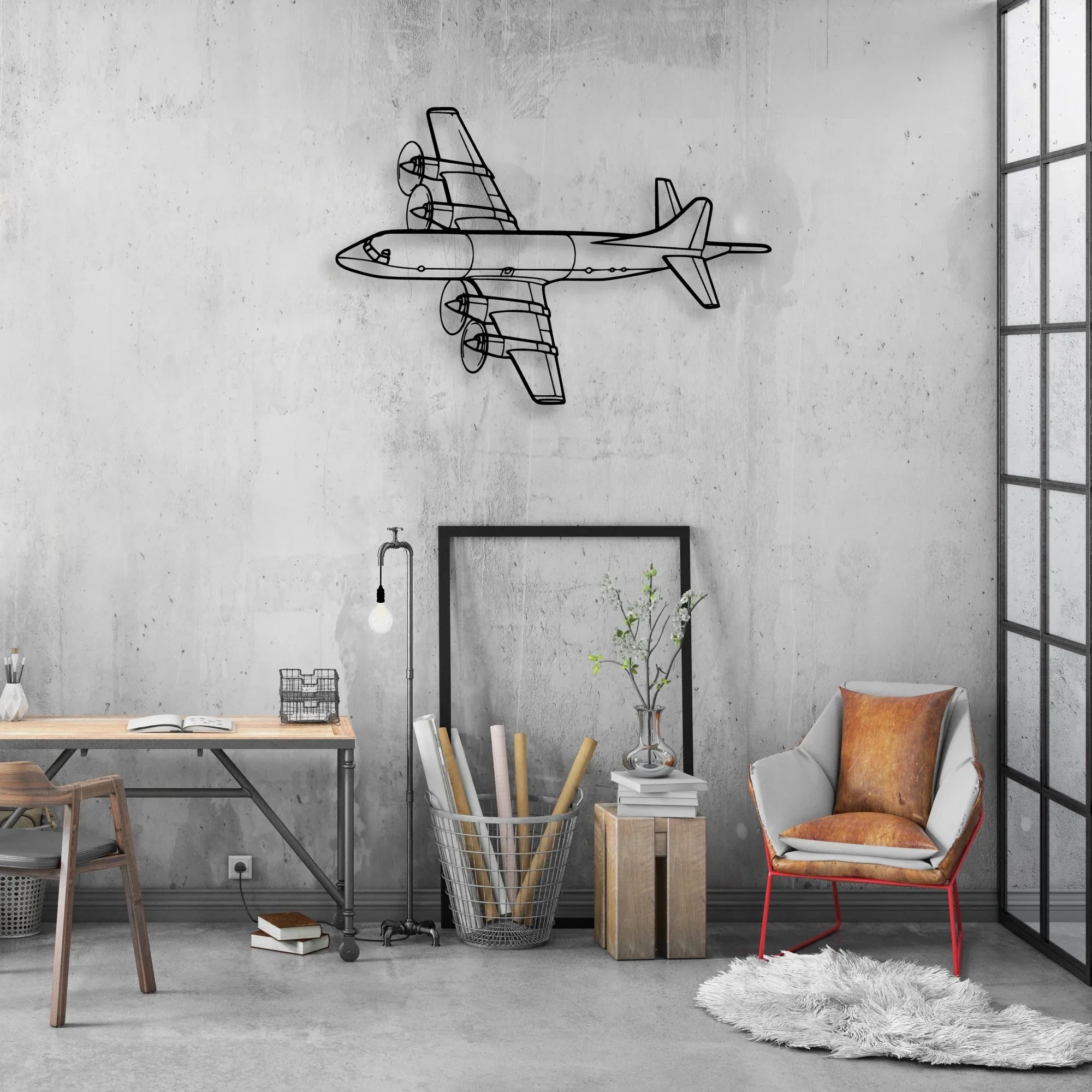 108 2 3 Classic Aircraft Silhouette Metal Wall Art - Aviation Hangar Decor