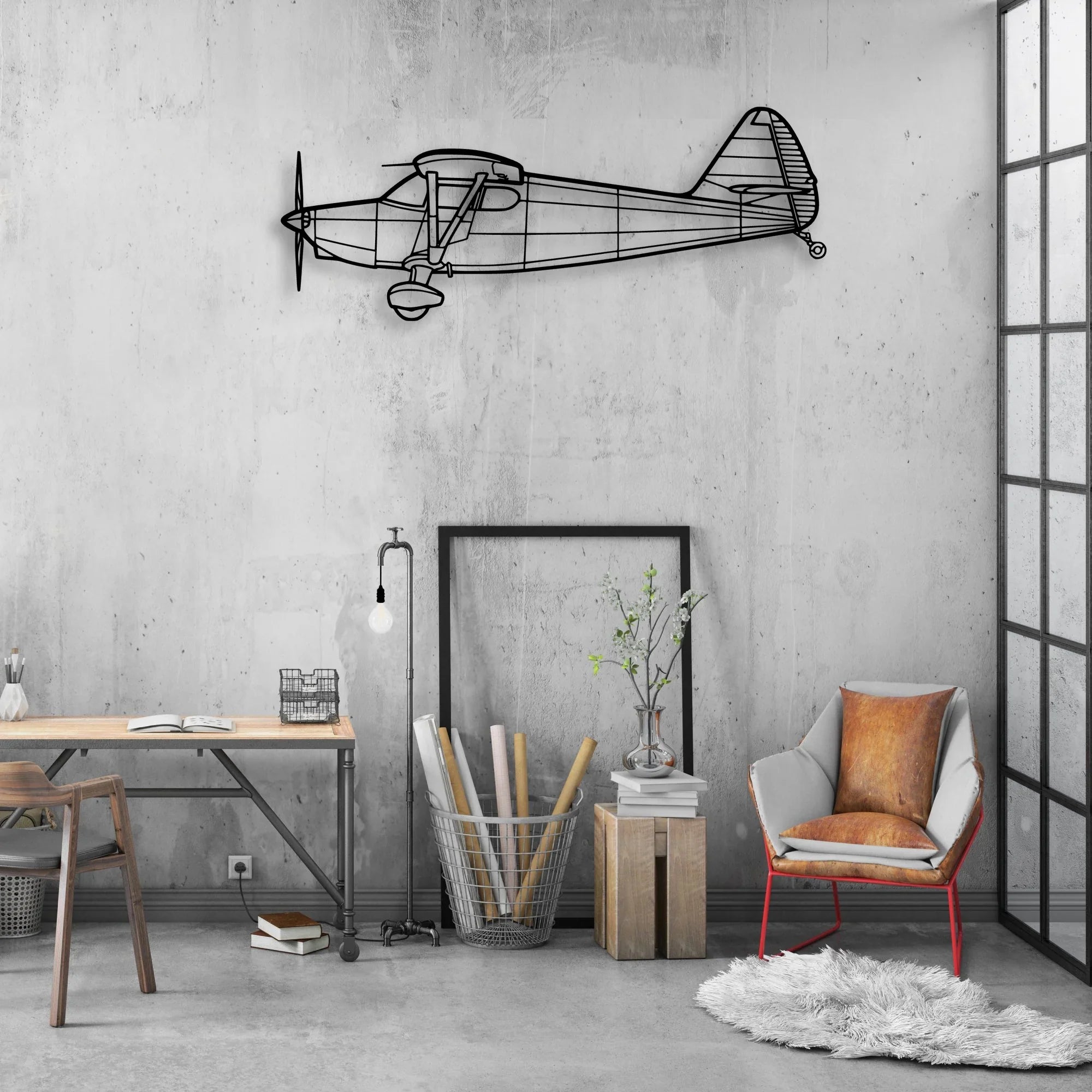 108 2 Classic Aircraft Silhouette Metal Wall Art - Aviation Hangar Decor