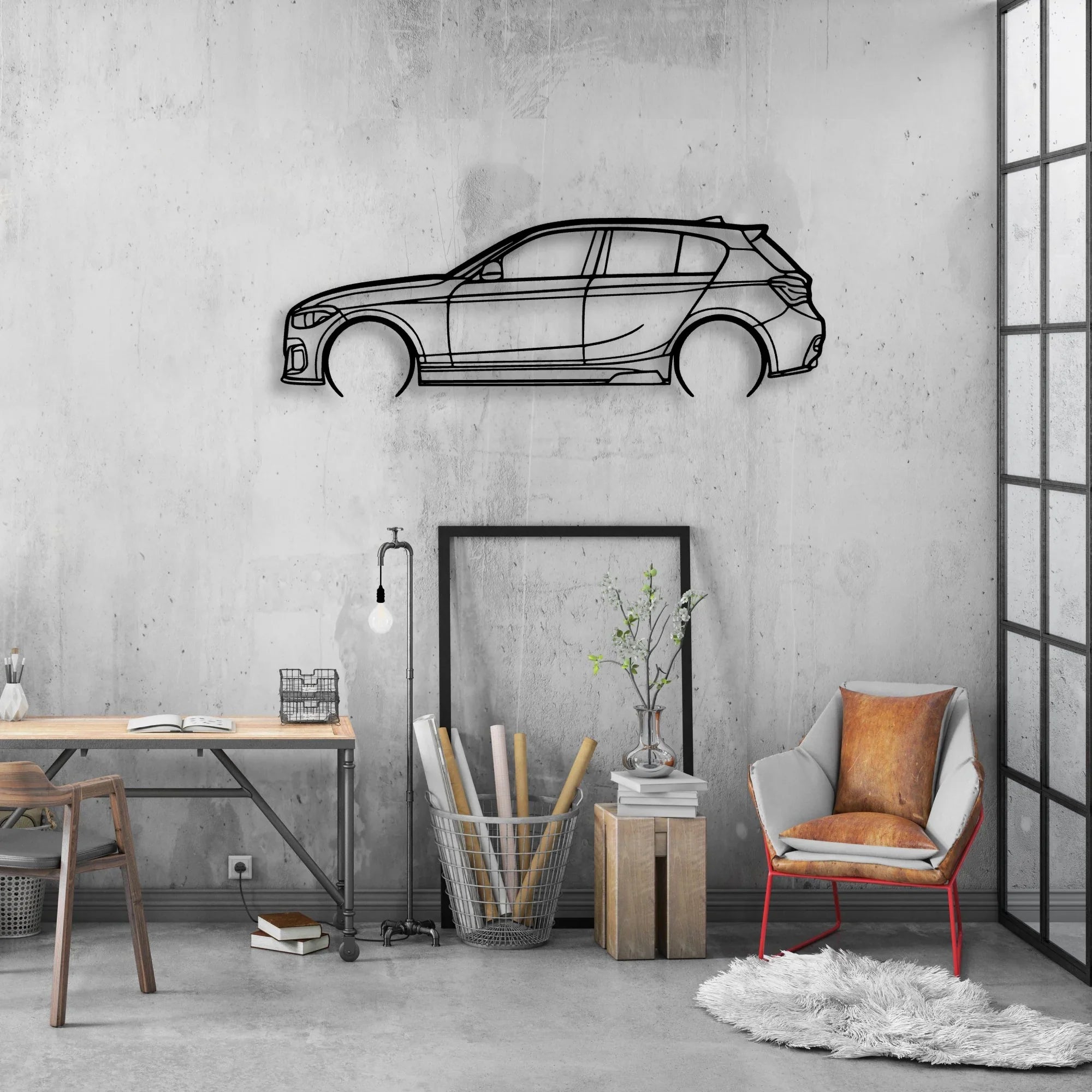 140i F20 2 Classic Silhouette Metal Wall Art - Automotive Garage Decor