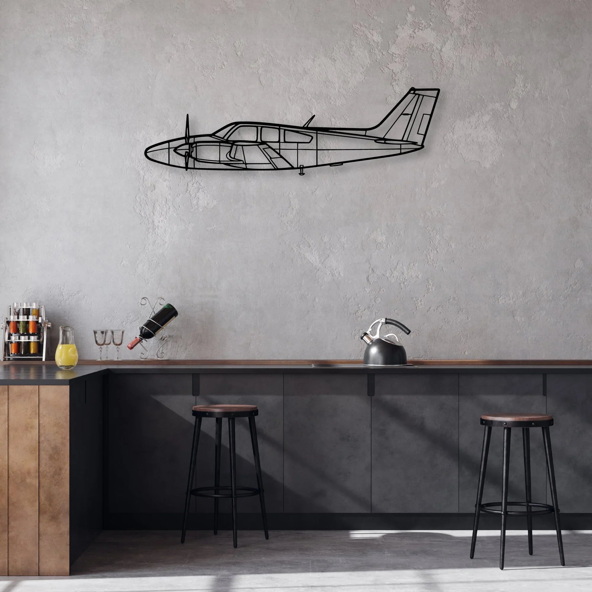 150 Classic Aircraft Silhouette Metal Wall Art - Aviation Hangar Decor