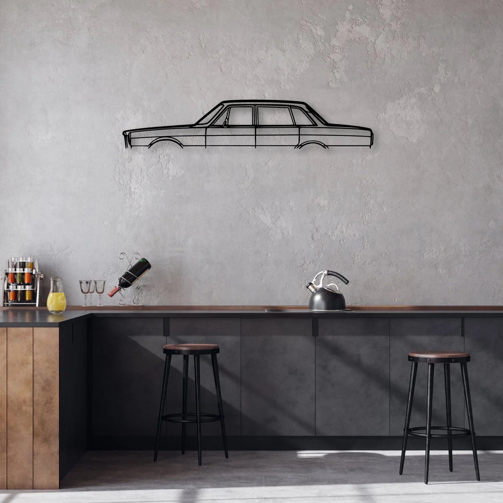 164 1968 Classic Silhouette Metal Wall Art - Automotive Garage Decor