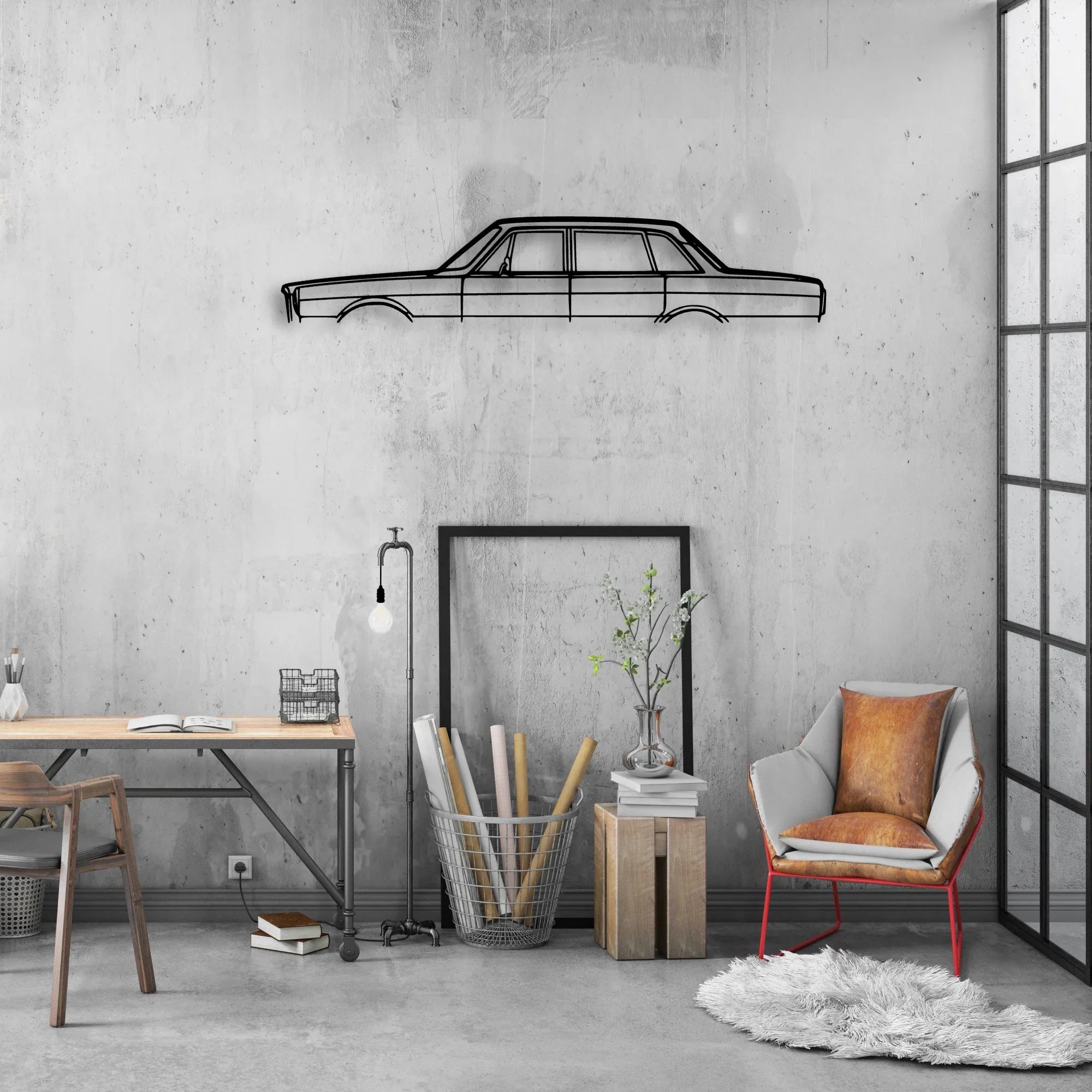 164 1968 Classic Silhouette Metal Wall Art - Automotive Garage Decor