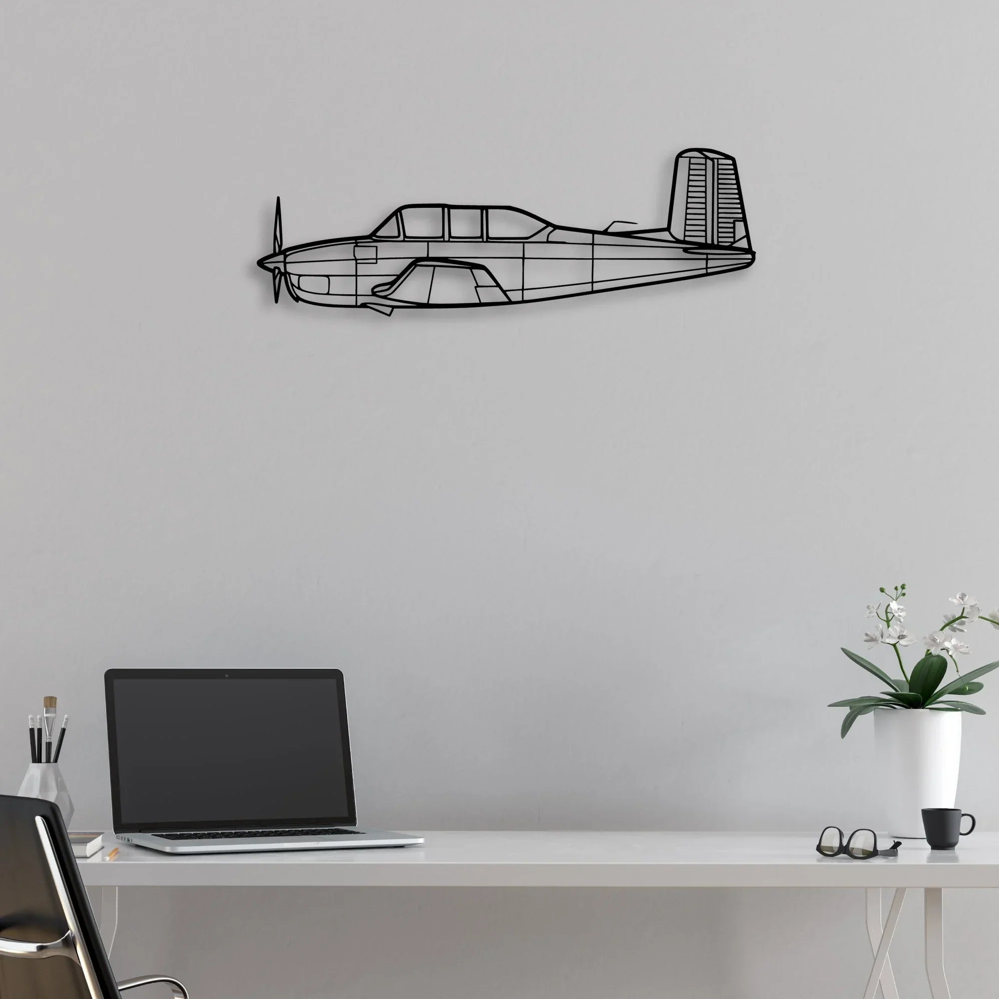 170B 3 Classic Aircraft Silhouette Metal Wall Art - Aviation Hangar Decor