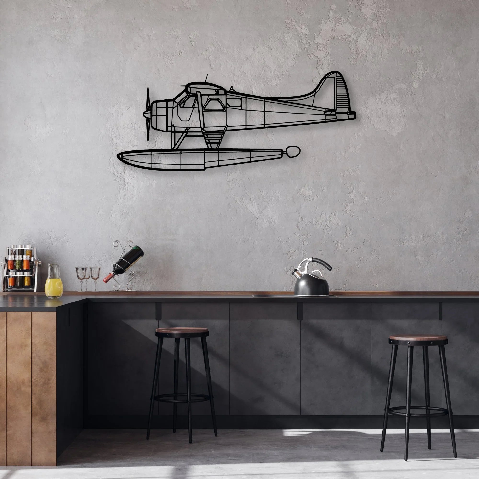 170B Float 2 Classic Aircraft Silhouette Metal Wall Art - Aviation Hangar Decor