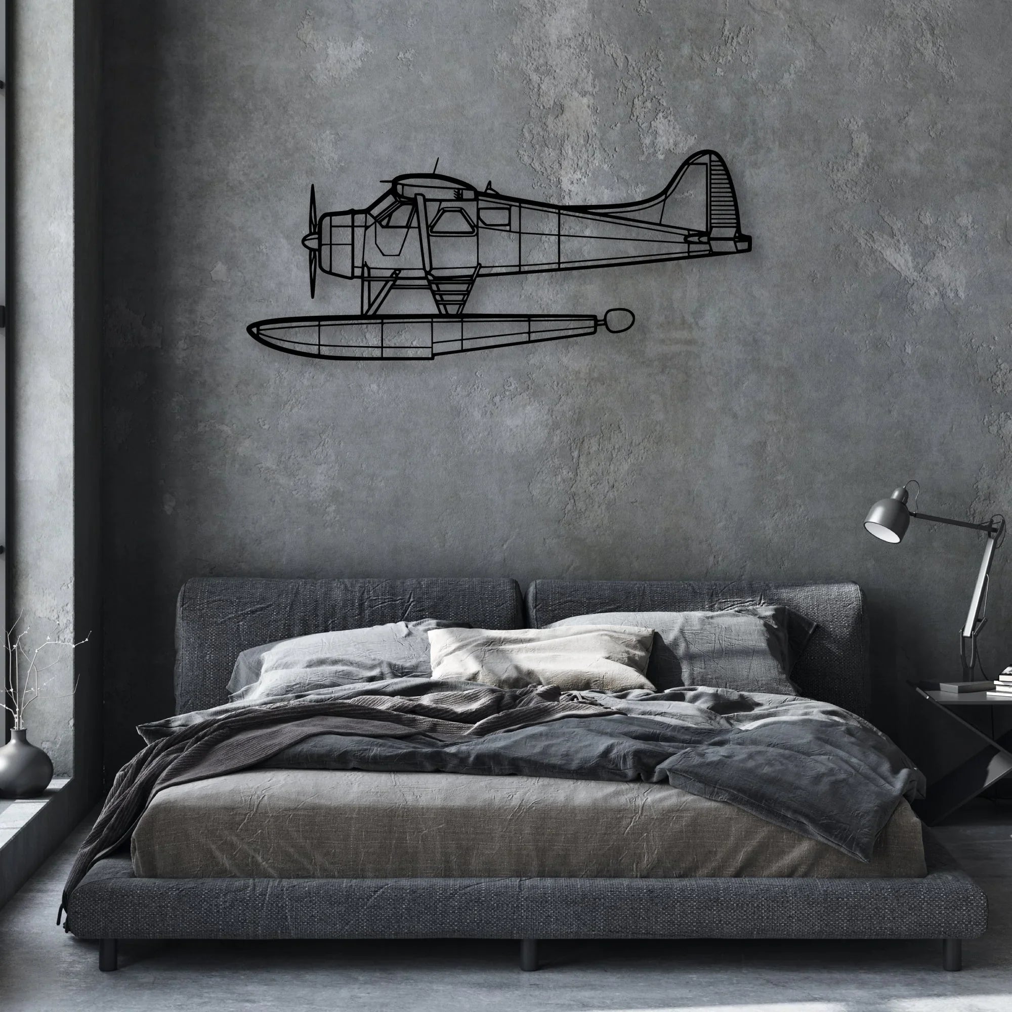 170B Float 2 Classic Aircraft Silhouette Metal Wall Art - Aviation Hangar Decor