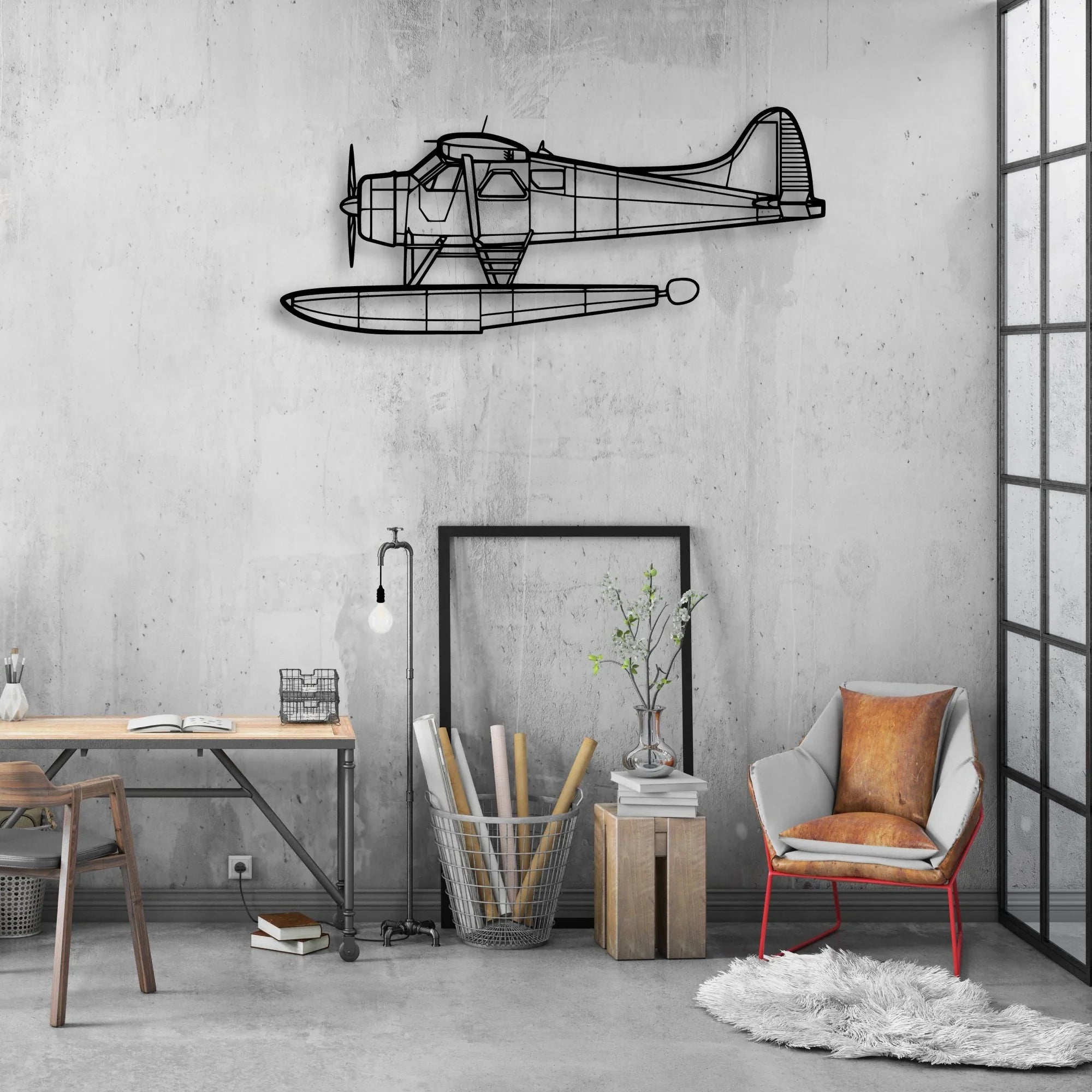 170B Float 2 Classic Aircraft Silhouette Metal Wall Art - Aviation Hangar Decor