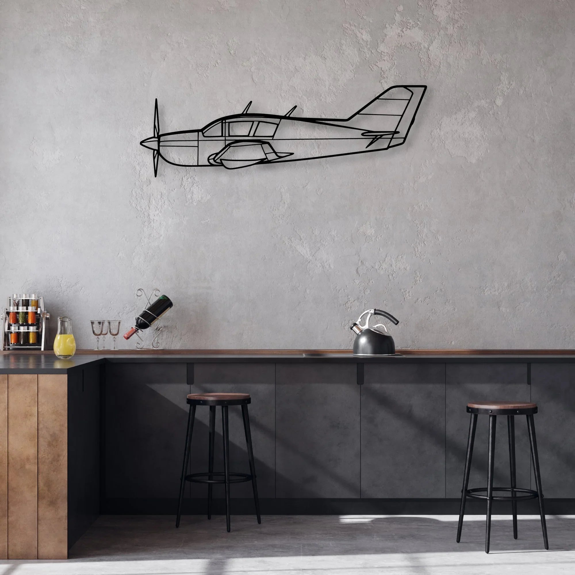 180 Skywagon 4 Classic Aircraft Silhouette Metal Wall Art - Aviation Hangar Decor