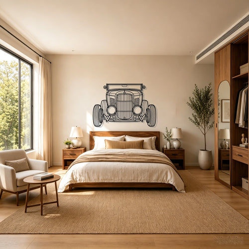 1932 Roadster Front View Metal Wall Art - Classic Car Garage Decor