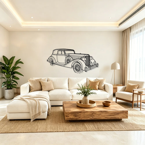 1935 V12 Victoria Angled View Metal Wall Art - Classic Car Garage Decor