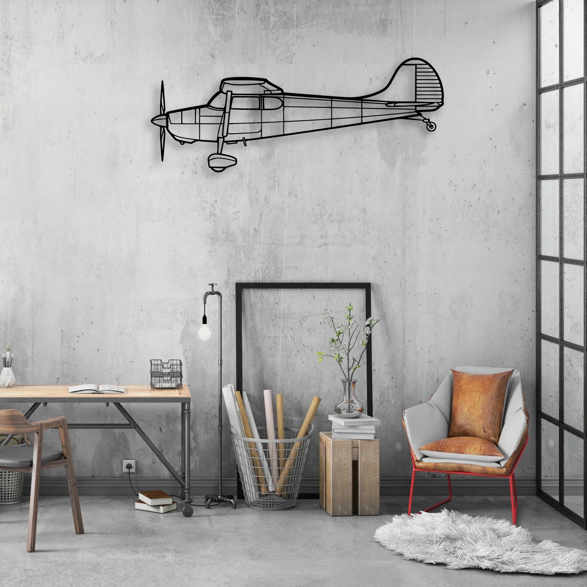 1947 108 2 Classic Aircraft Silhouette Metal Wall Art - Aviation Hangar Decor