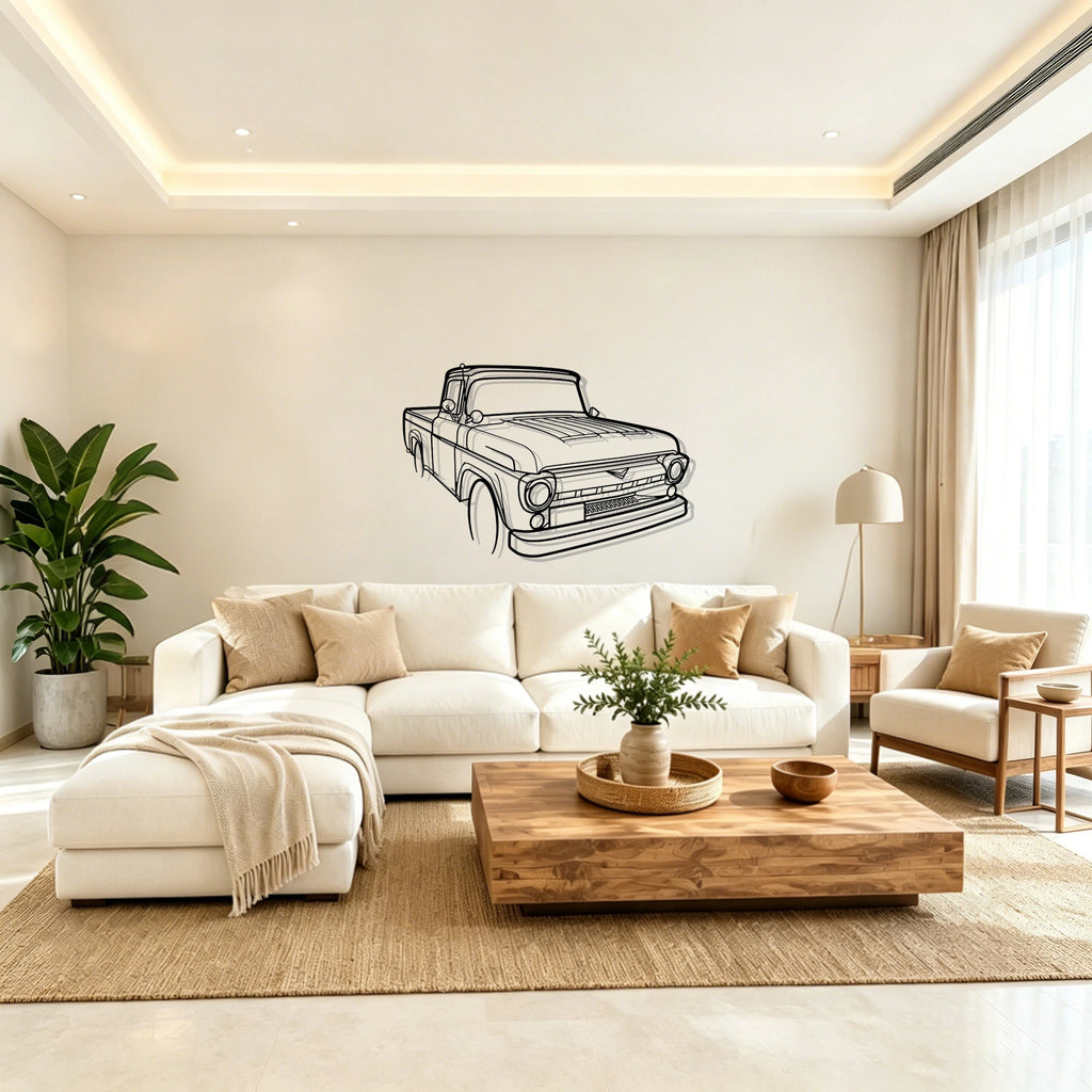 1955 F100 Angled View Metal Wall Art - Classic Car Garage Decor