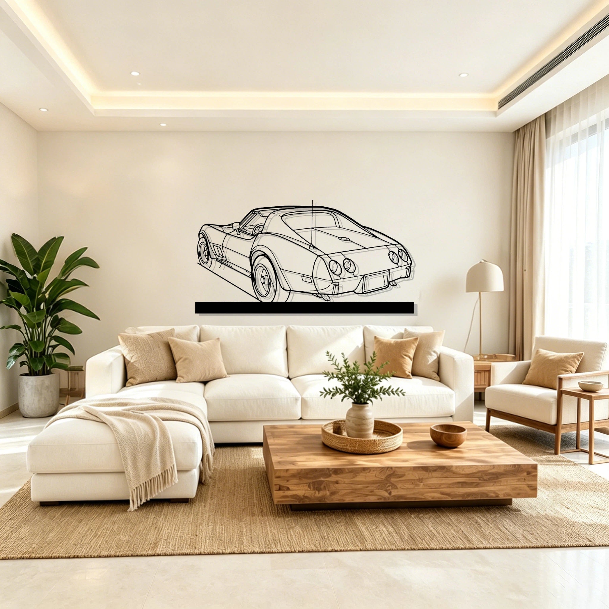 1976 C3 Angle Silhouette Metal Art Stand - Classic Car Garage Decor