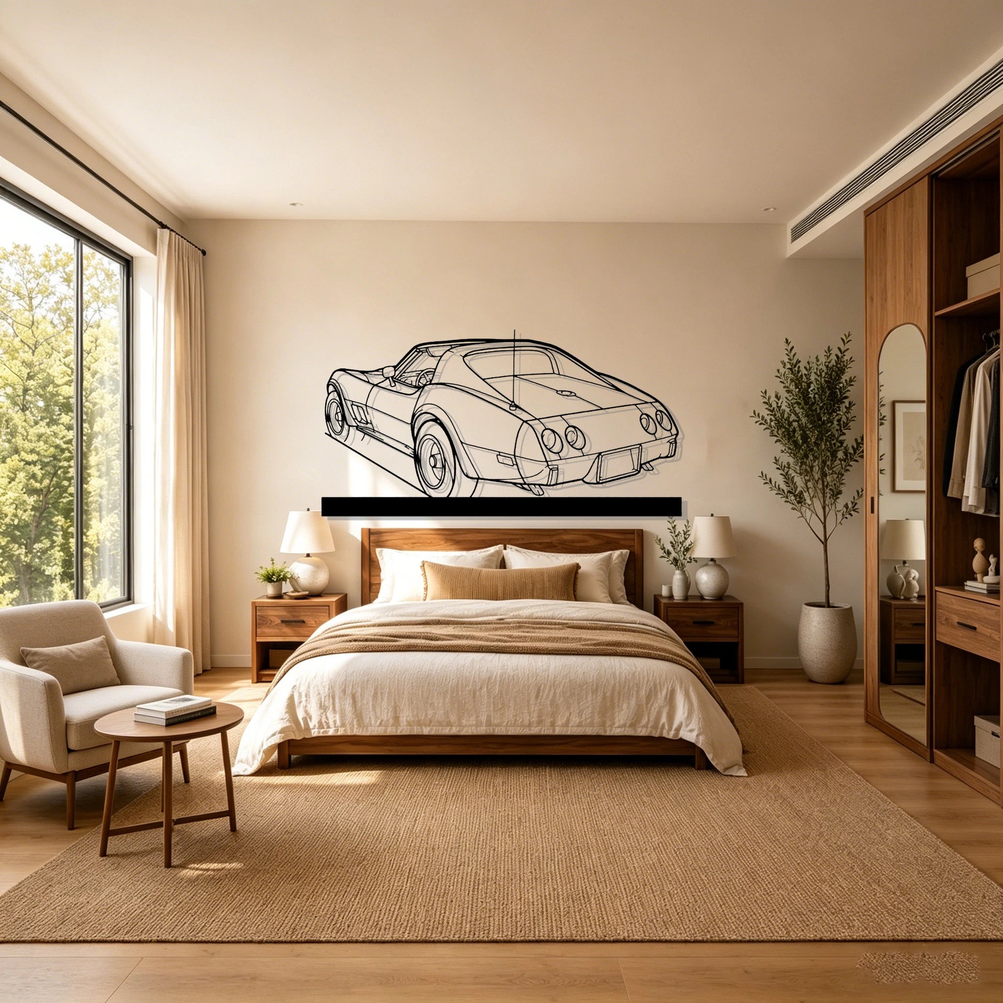 1976 C3 Angle Silhouette Metal Art Stand - Classic Car Garage Decor