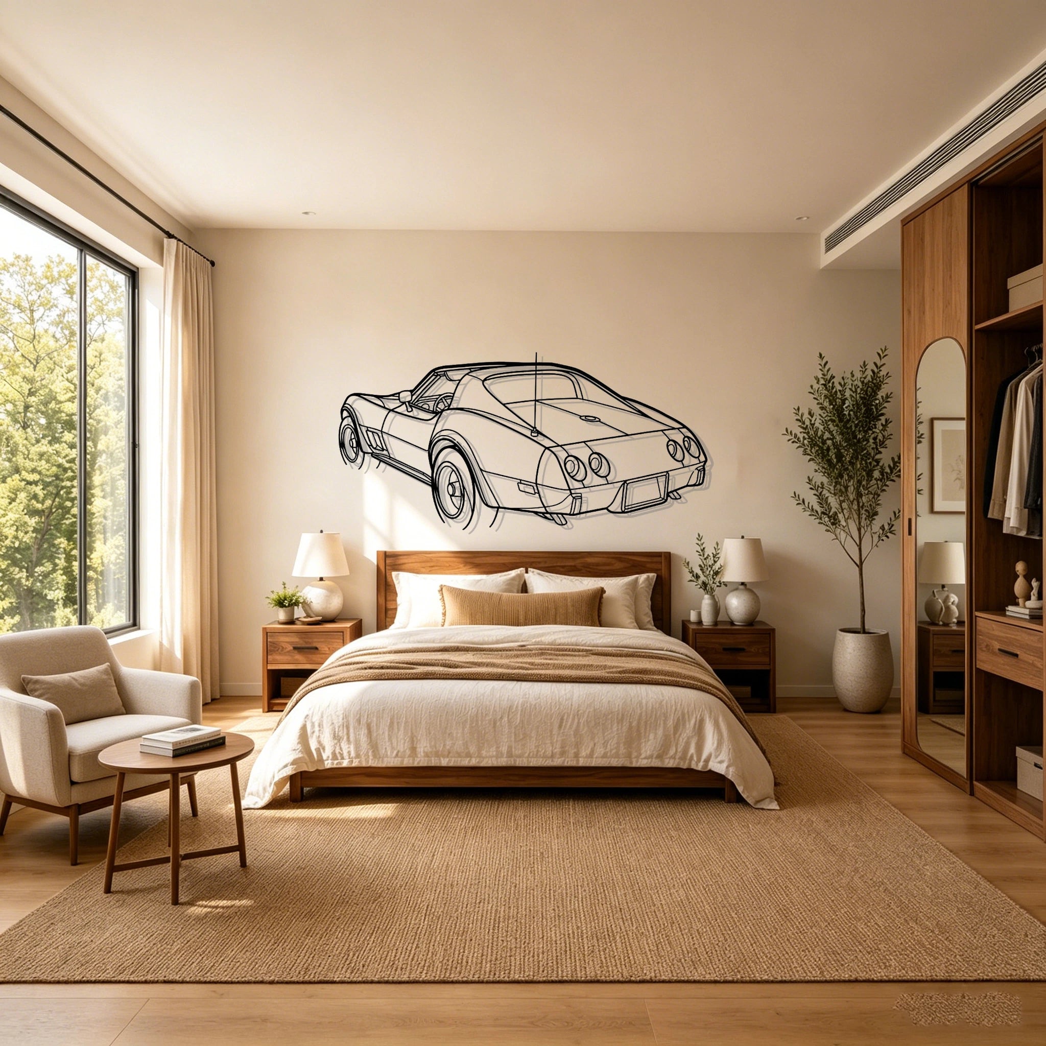 1976 C3 Angled View Metal Wall Art - Classic Car Garage Decor