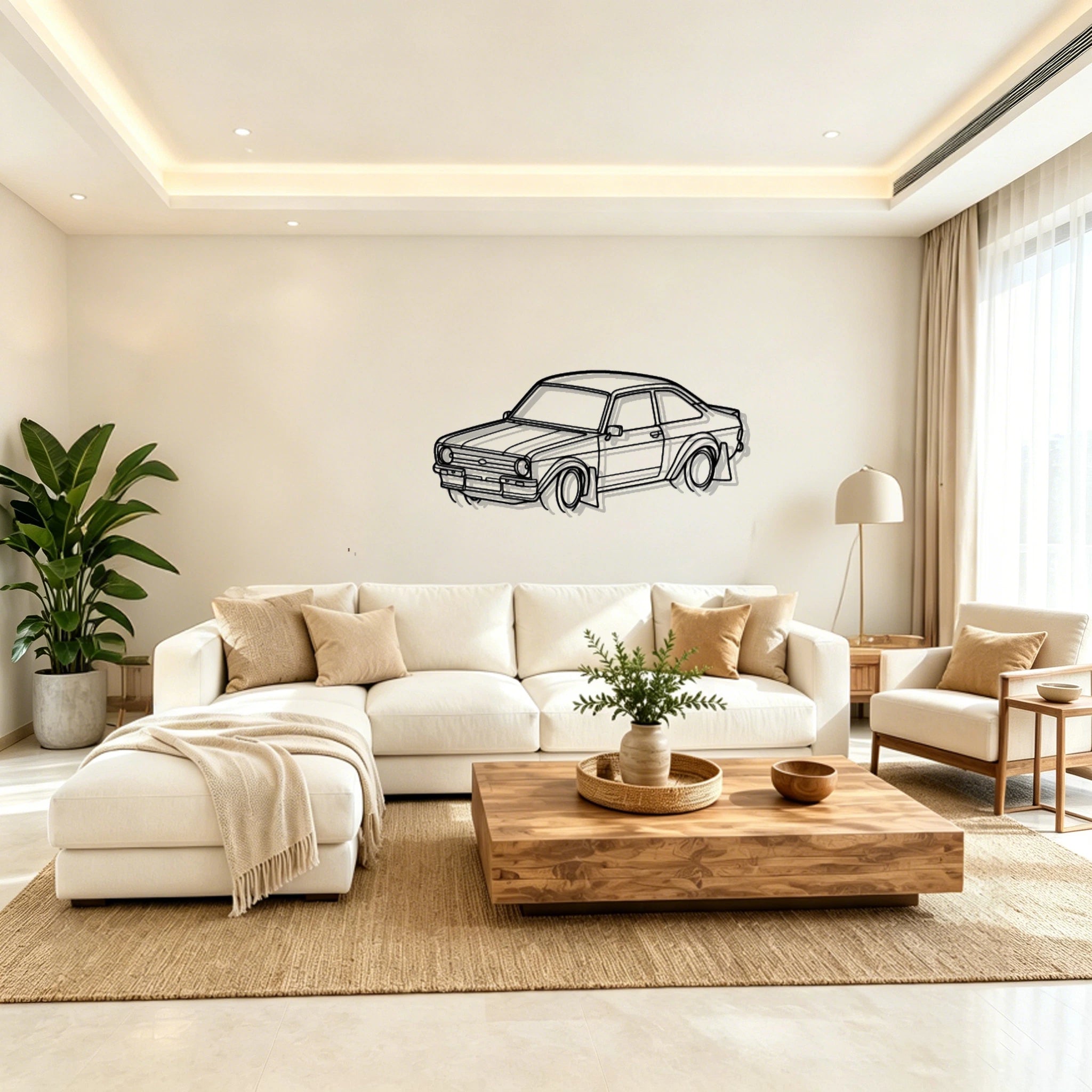 1977 Escort Mk2 Angled View Metal Wall Art - Classic Car Garage Decor