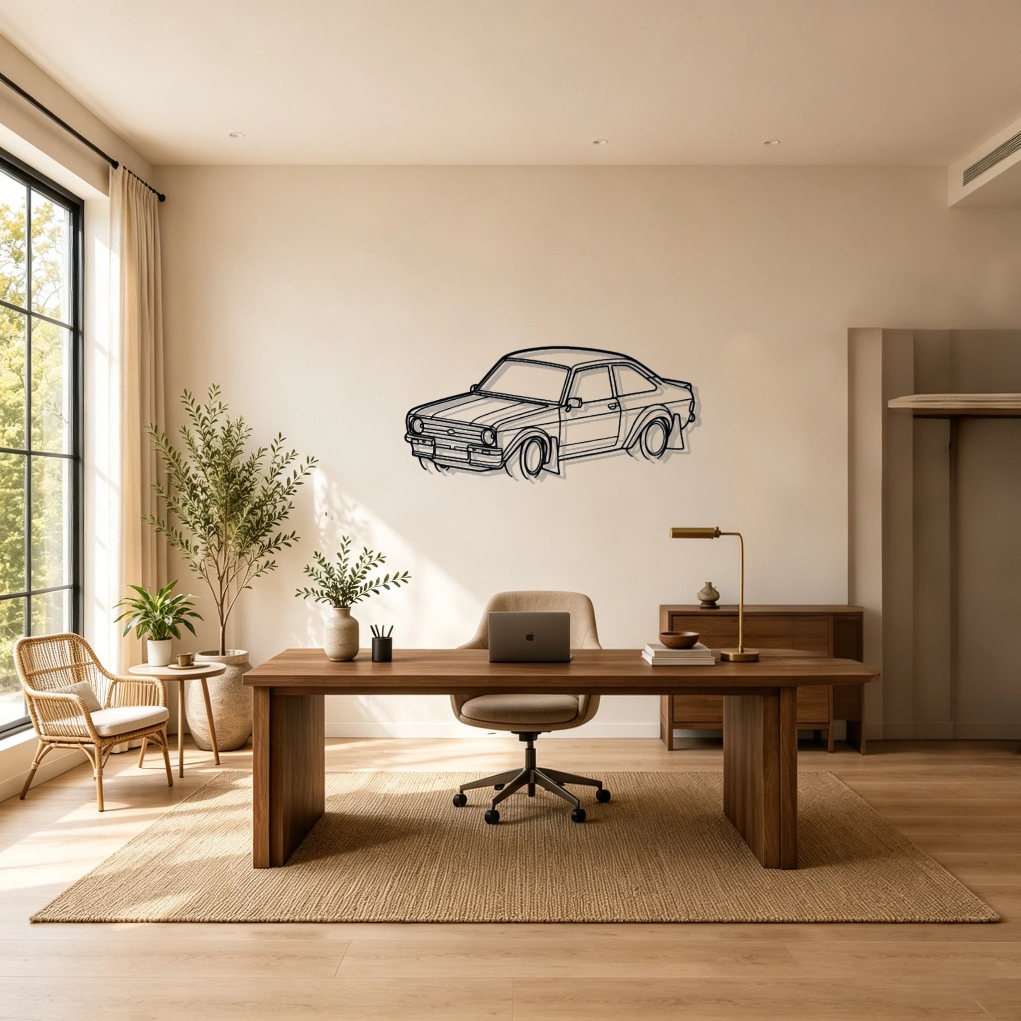 1977 Escort Mk2 Angled View Metal Wall Art - Classic Car Garage Decor