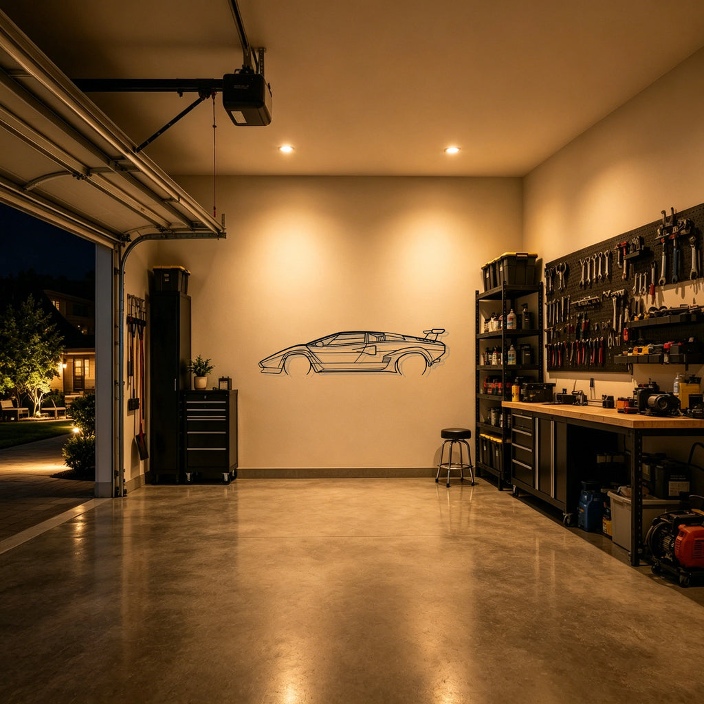 1985 Countach Detailed Silhouette Metal Wall Art - Classic Car Garage Decor
