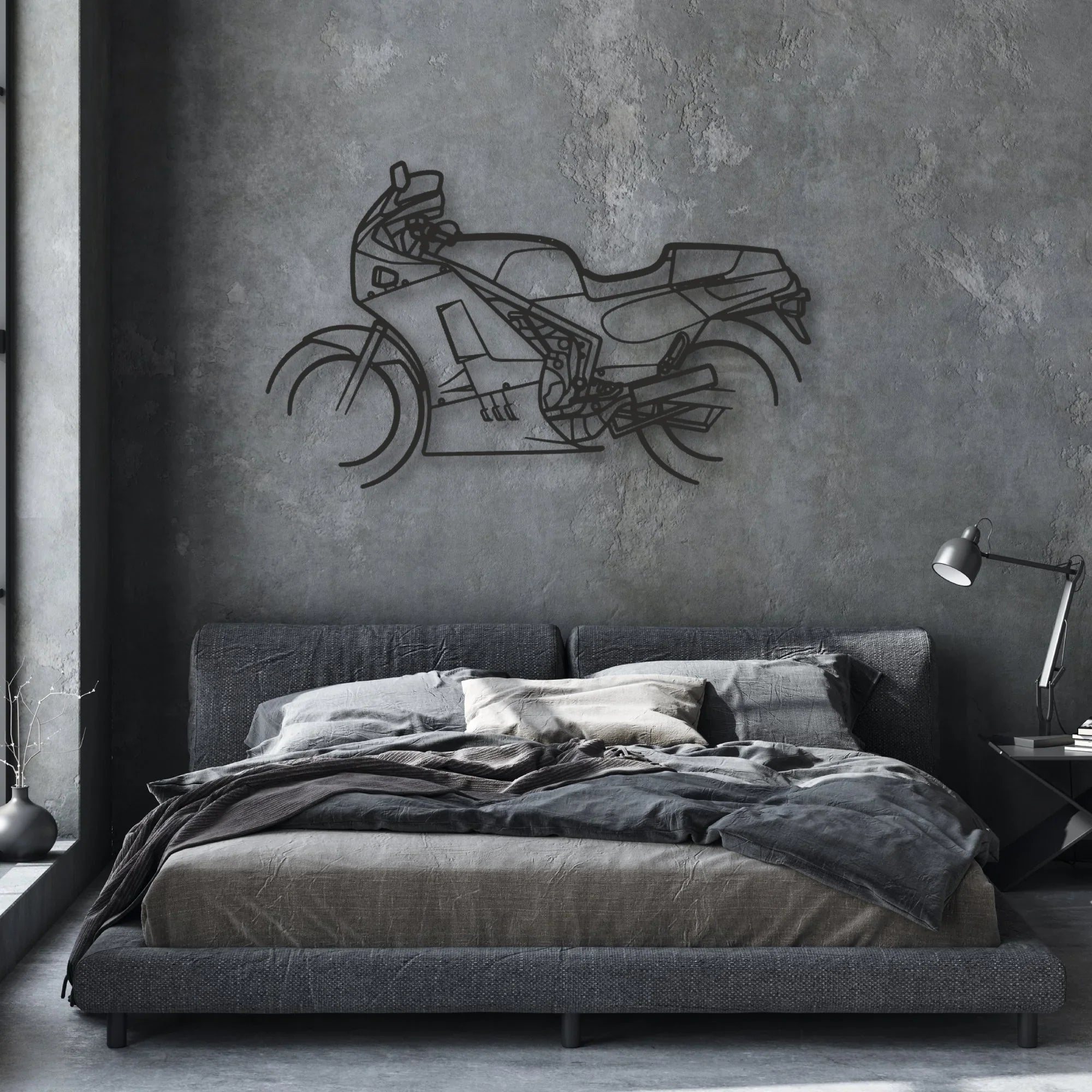 1986 Suzuki RG500 Classic Motorcycle Silhouette Metal Wall Art - Moto Garage Decor
