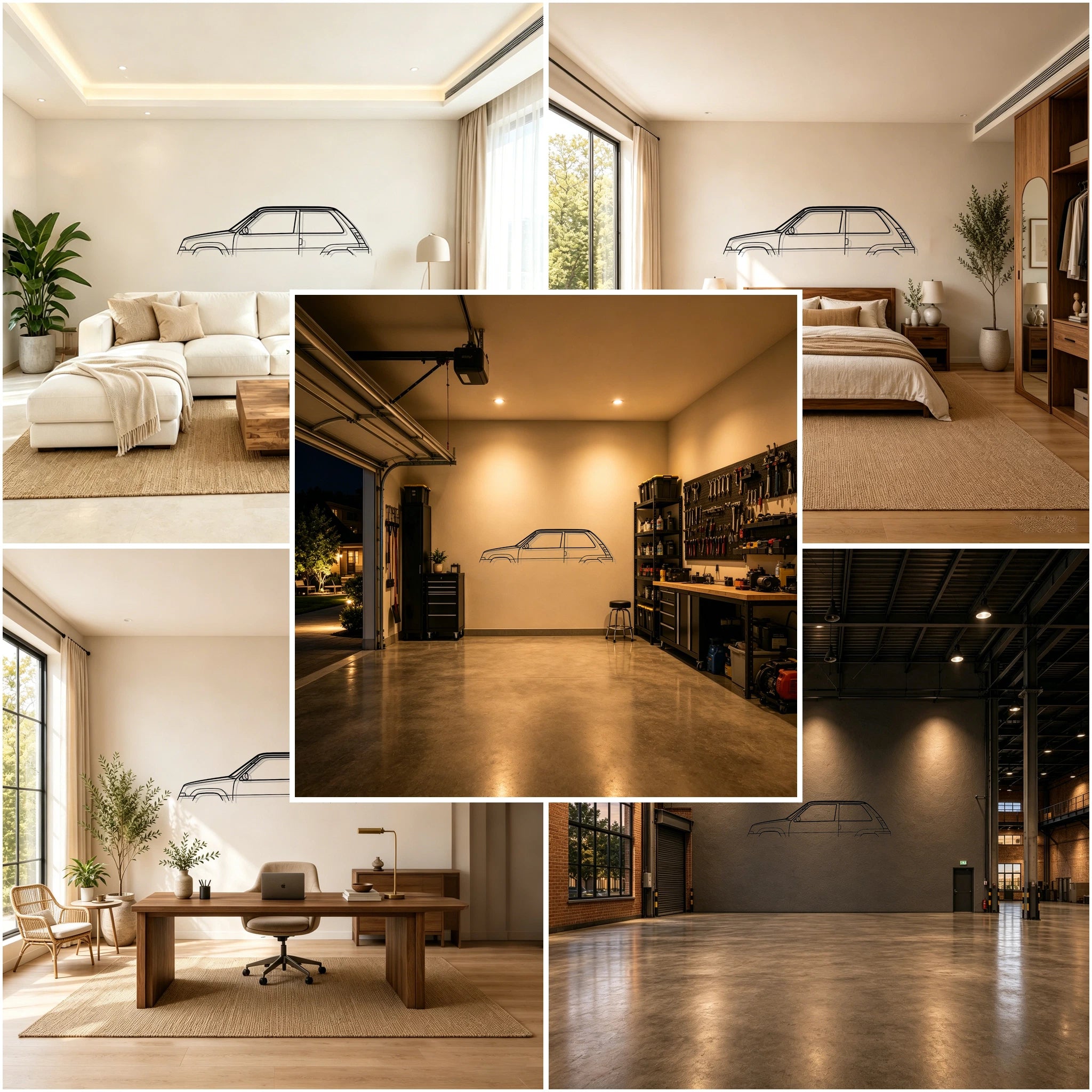 1987 R5 Turbo GT Classic Silhouette Metal Wall Art - Classic Car Garage Decor