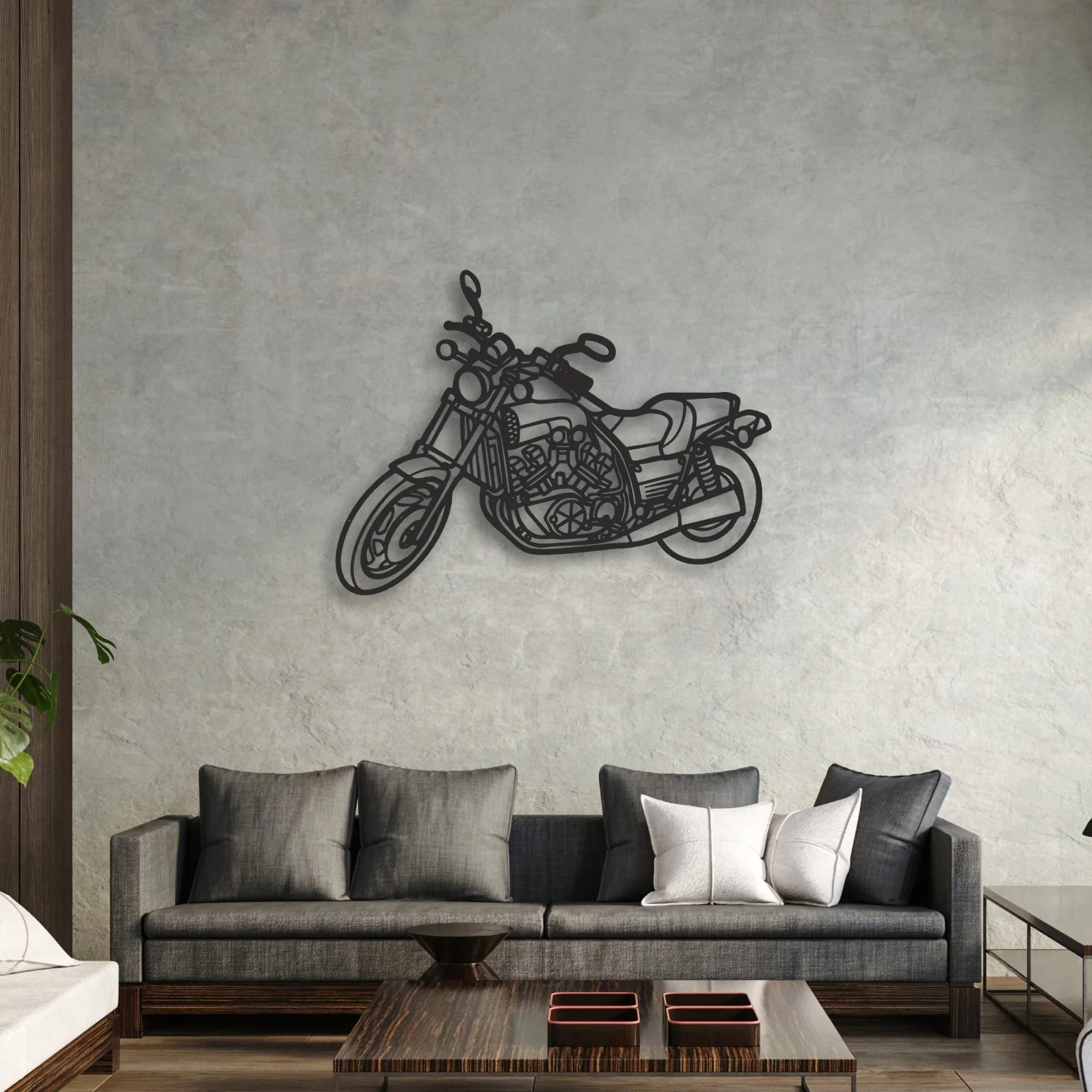1992 Yamaha VMAX 1200 Classic Motorcycle Silhouette Metal Wall Art - Moto Garage Decor