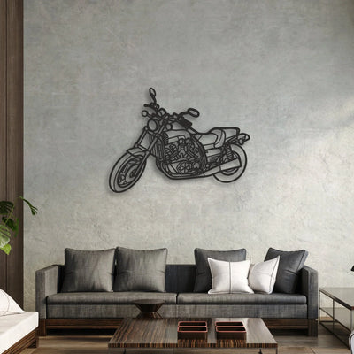 1992 Yamaha VMAX 1200 Classic Motorcycle Silhouette Metal Wall Art - Moto Garage Decor