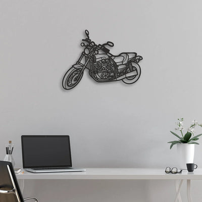 1992 Yamaha VMAX 1200 Classic Motorcycle Silhouette Metal Wall Art - Moto Garage Decor