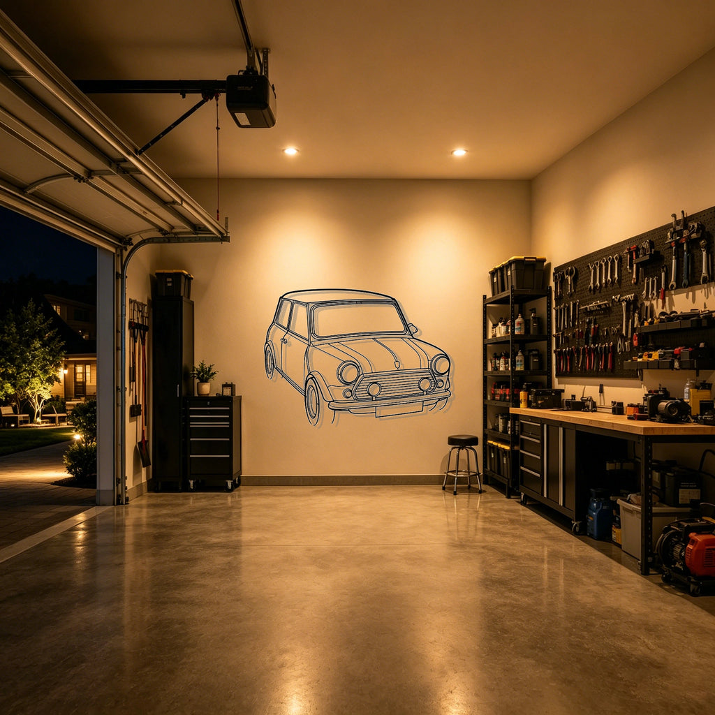 1996 Mini Angled View Metal Wall Art - Classic Car Garage Decor