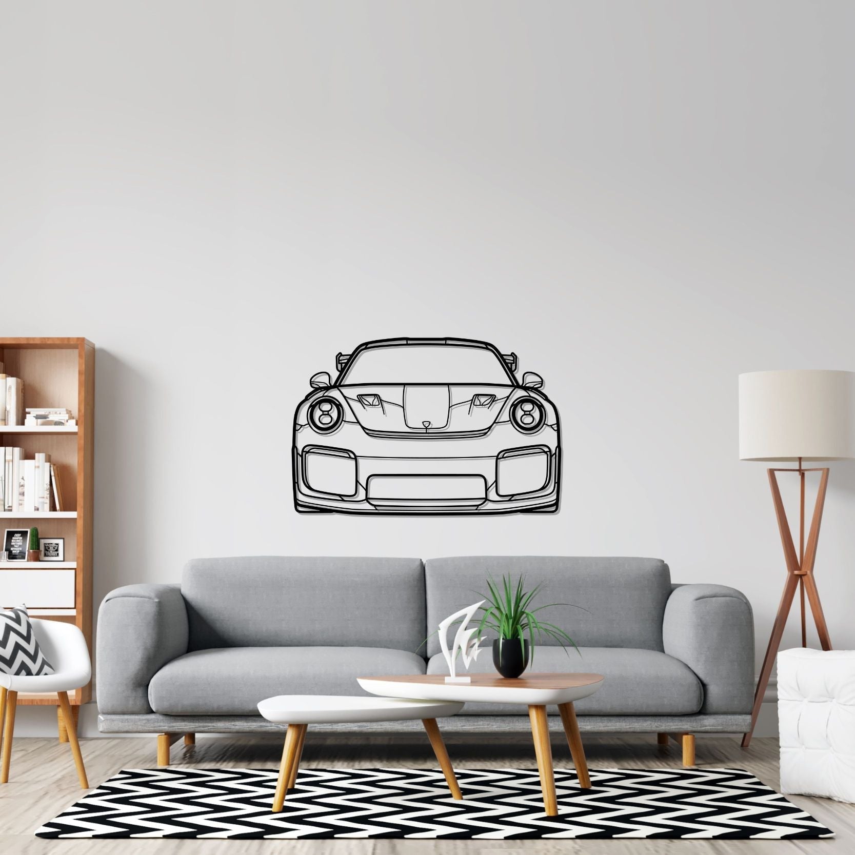 911 GT2 RS model 991 Front Silhouette Metal Wall Art