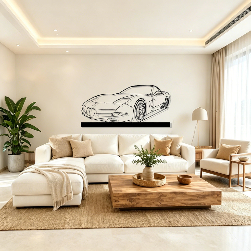 2002 C5 Angle Silhouette Metal Art Stand - Classic Car Garage Decor