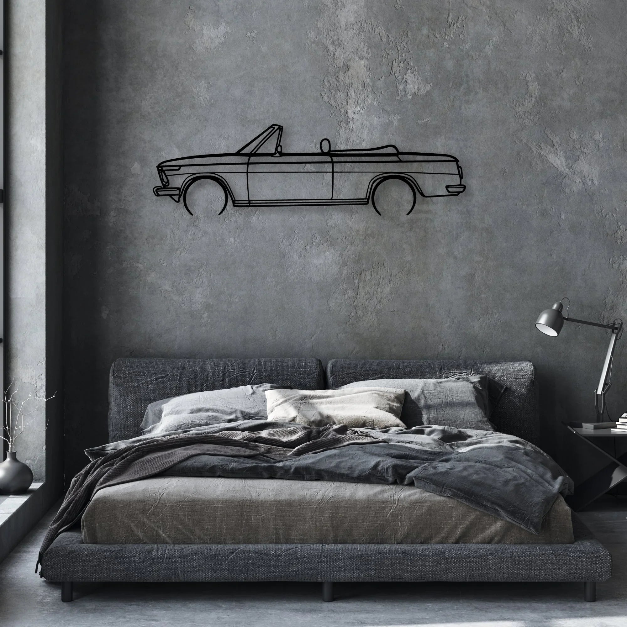 2002 1971 Cabrio Classic Silhouette Metal Wall Art - Automotive Garage Decor