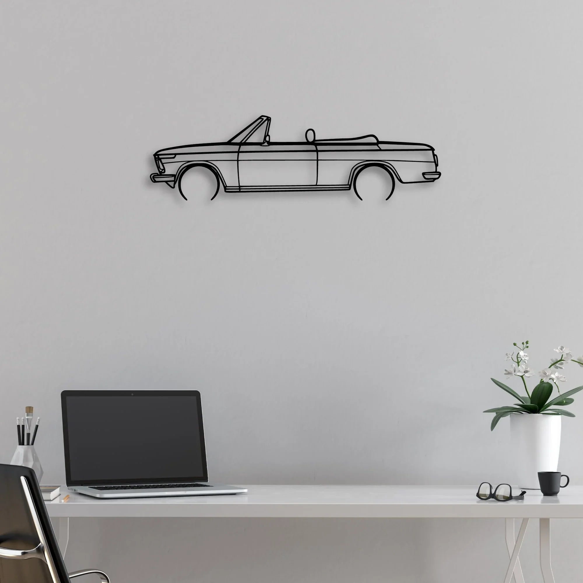 2002 1971 Cabrio Classic Silhouette Metal Wall Art - Automotive Garage Decor