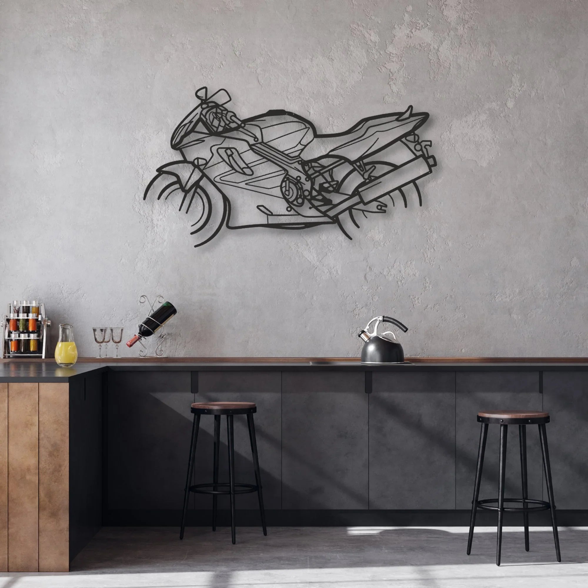 2003 Honda CBR 600 Classic Motorcycle Silhouette Metal Wall Art - Moto Garage Decor
