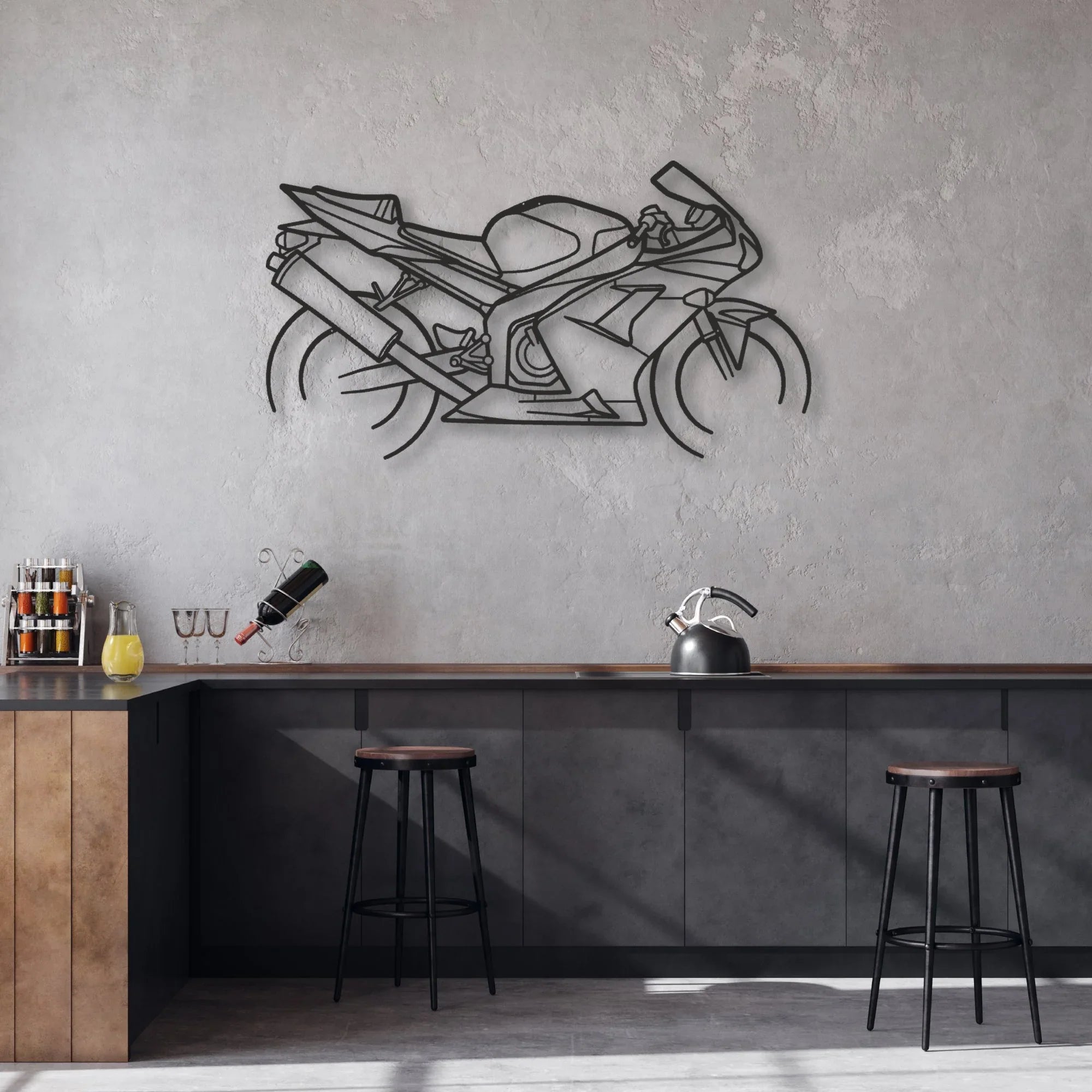2003 Kawasaki Ninja ZX-6R Classic Motorcycle Silhouette Metal Wall Art - Moto Garage Decor