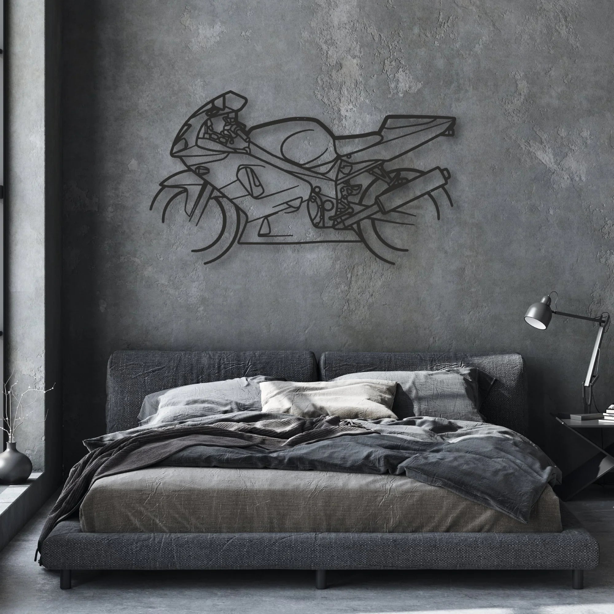 2003 Suzuki GXSR 600 Classic Motorcycle Silhouette Metal Wall Art - Moto Garage Decor