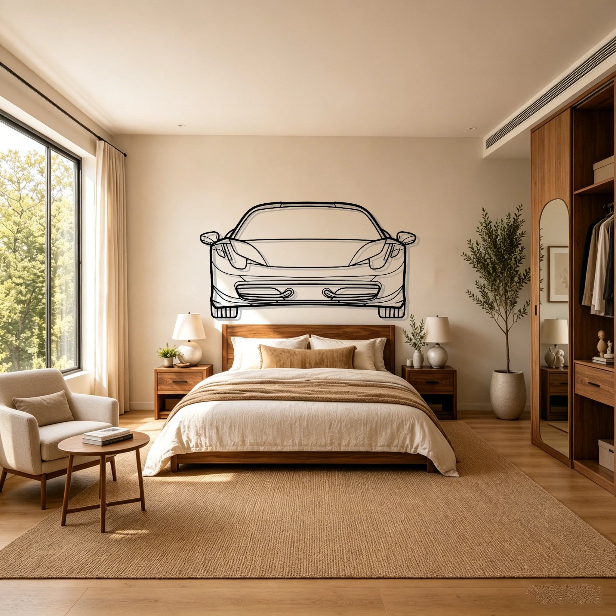 2005 458 Italia Front View Metal Wall Art - Classic Car Garage Decor