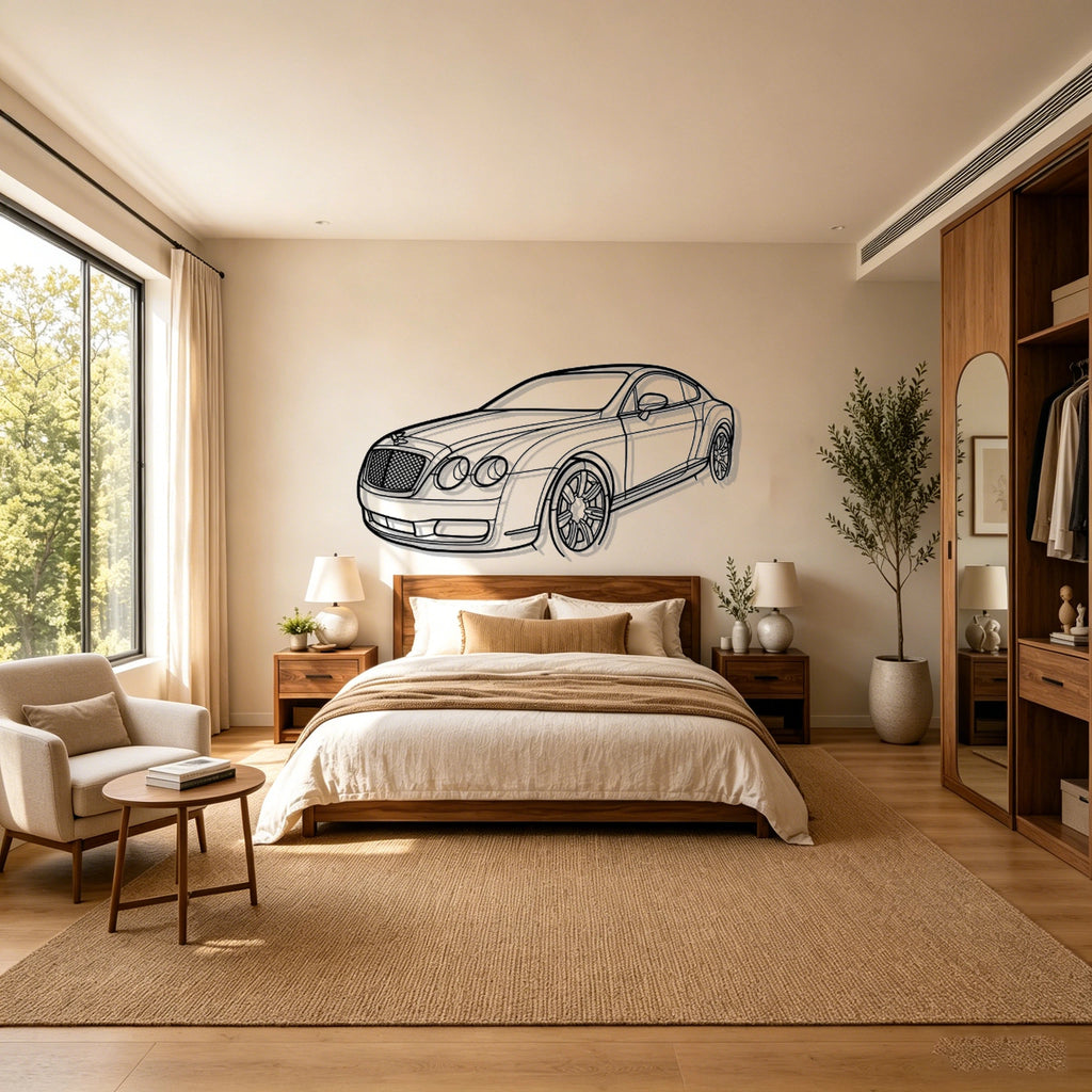 2007 Continental GT Angled View Metal Wall Art - Classic Car Garage Decor