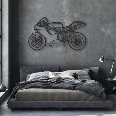 2009 Ducati 848 Classic Motorcycle Silhouette Metal Wall Art - Moto Garage Decor