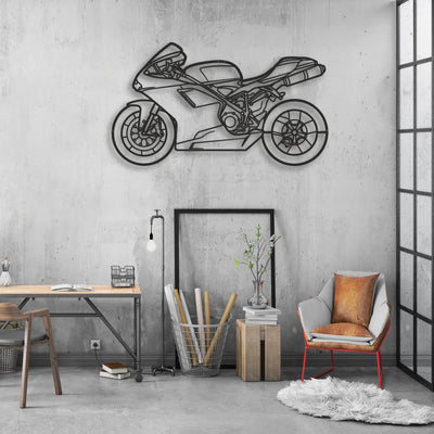 2009 Ducati 848 Classic Motorcycle Silhouette Metal Wall Art - Moto Garage Decor