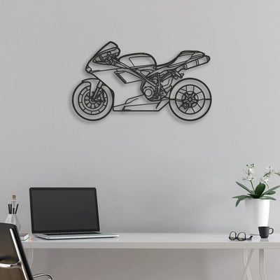 2009 Ducati 848 Classic Motorcycle Silhouette Metal Wall Art - Moto Garage Decor