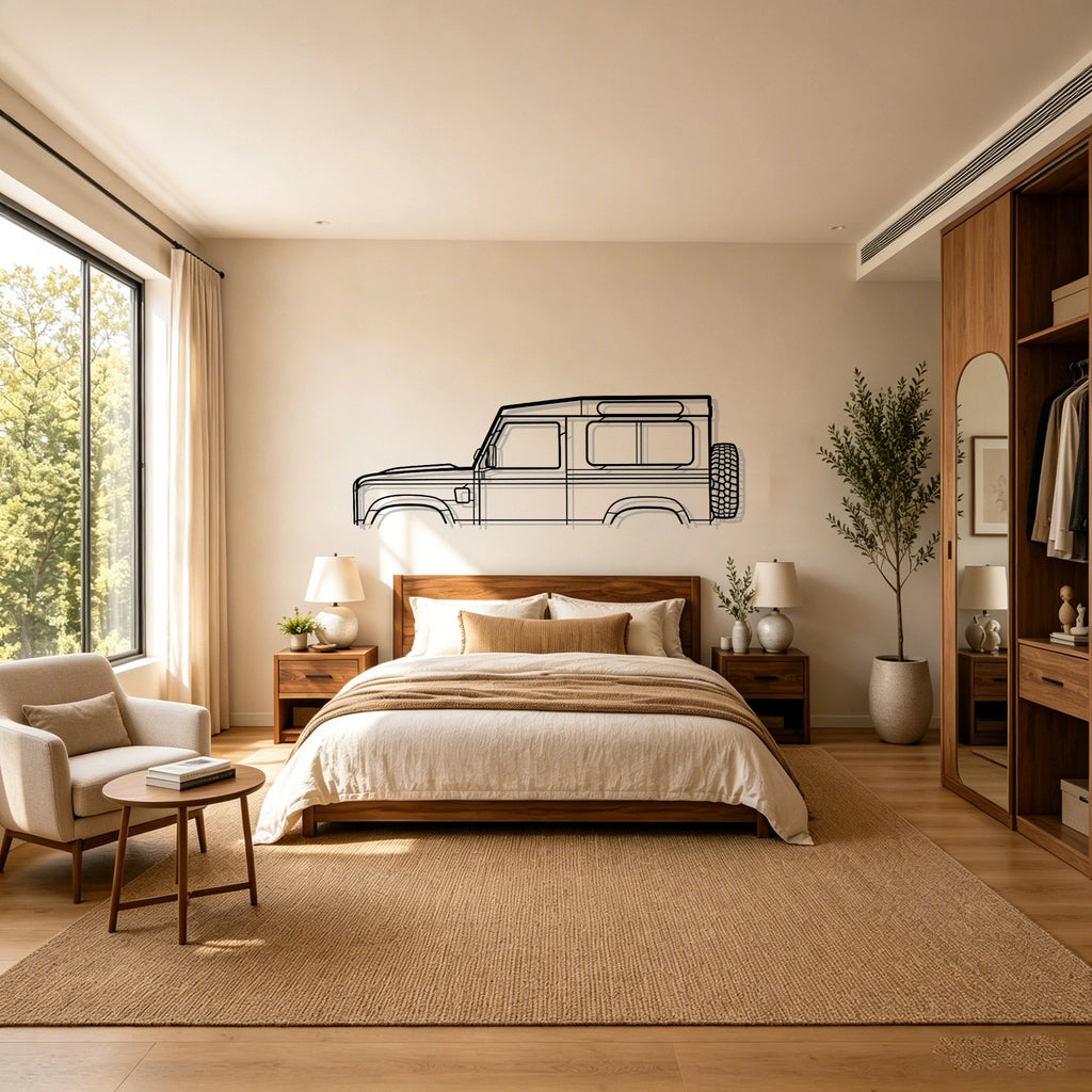2010 Defender 90 Classic Silhouette Metal Wall Art - Classic Car Garage Decor