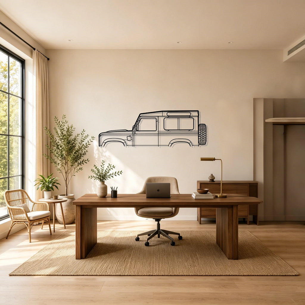 2010 Defender 90 Classic Silhouette Metal Wall Art - Classic Car Garage Decor