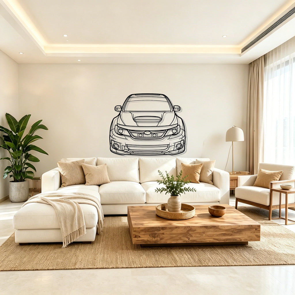 2012 WRX STI Front View Metal Wall Art - Classic Car Garage Decor
