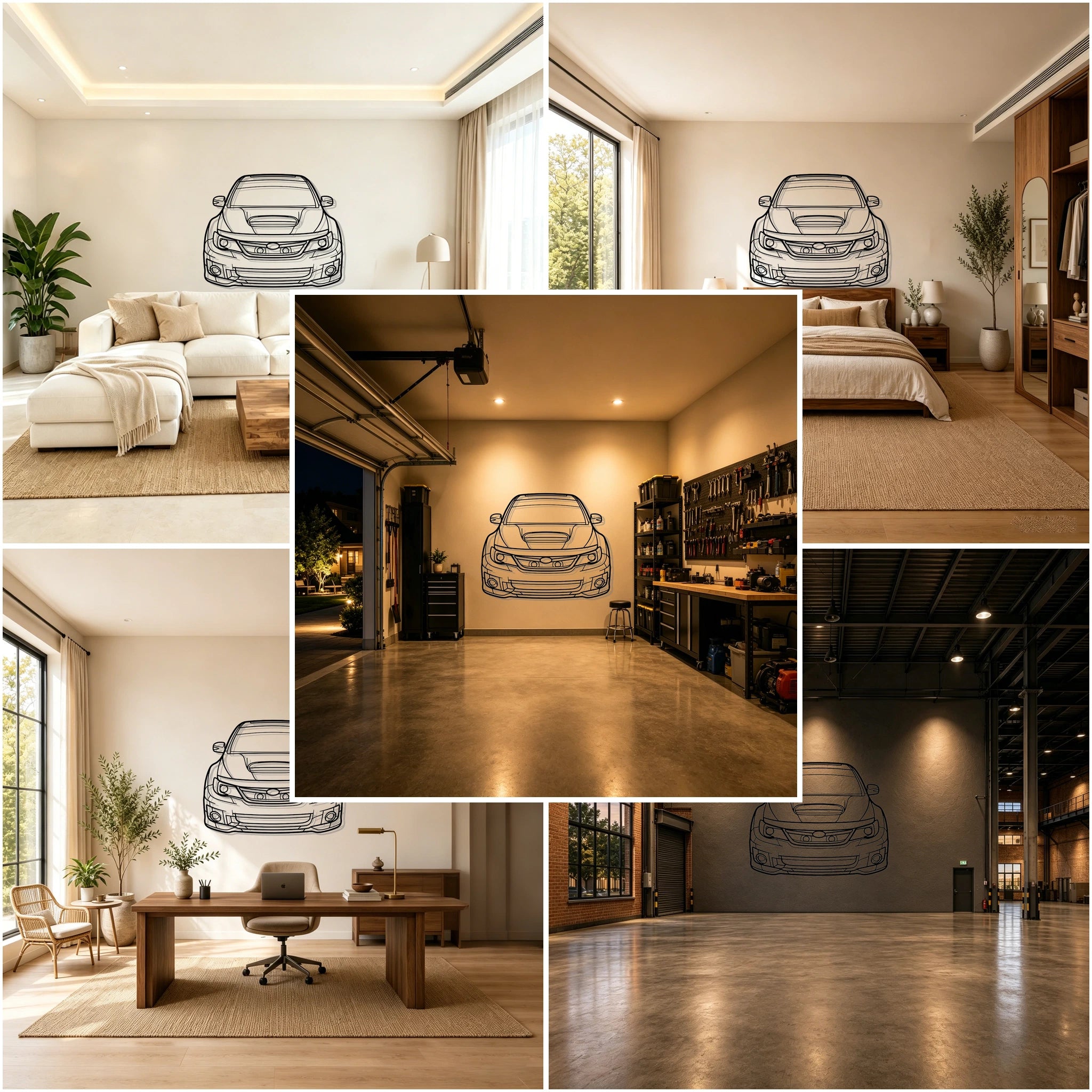 2012 WRX STI Front View Metal Wall Art - Classic Car Garage Decor