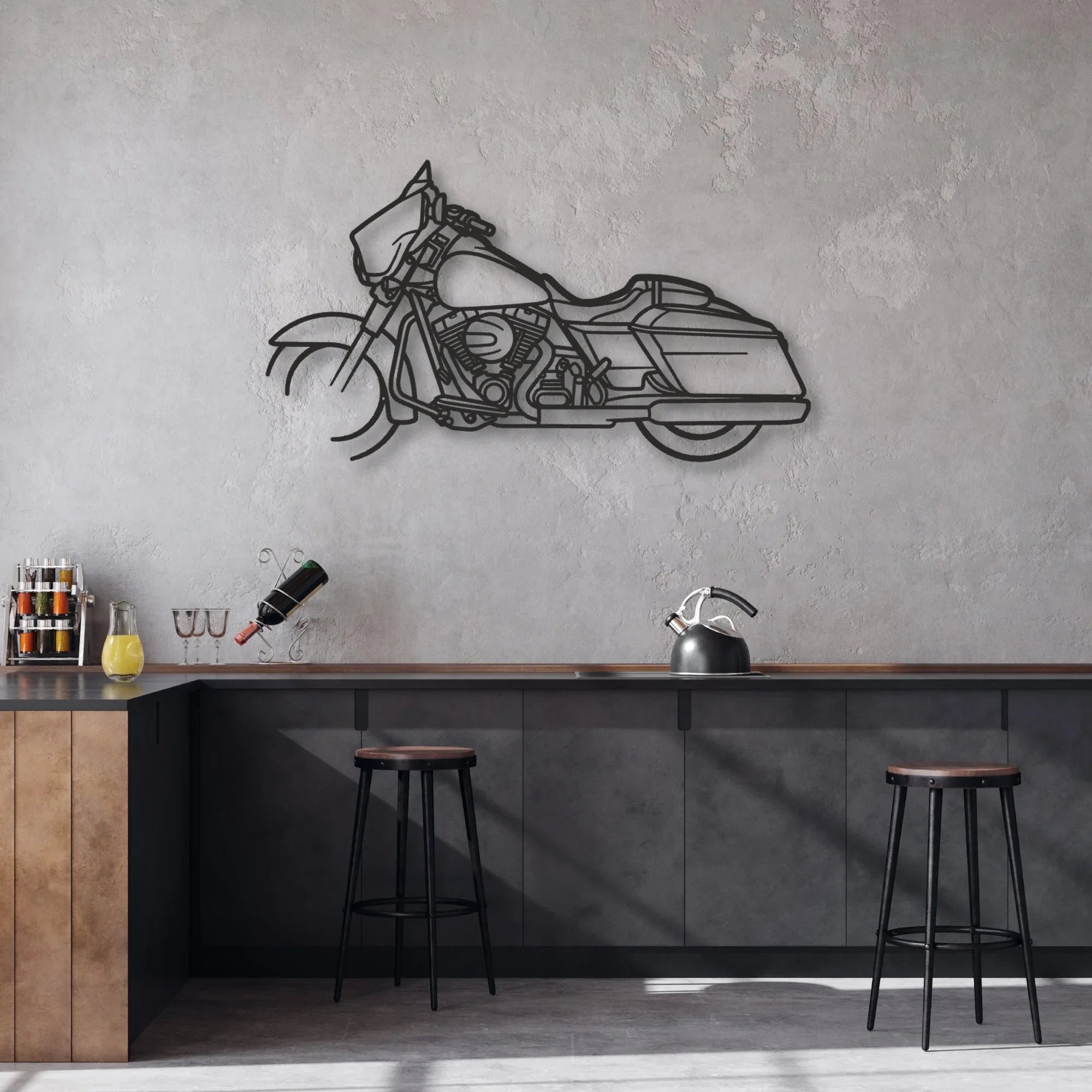 2015 Harley-Davidson Street Glide Special Classic Motorcycle Silhouette Metal Wall Art - Moto Garage Decor