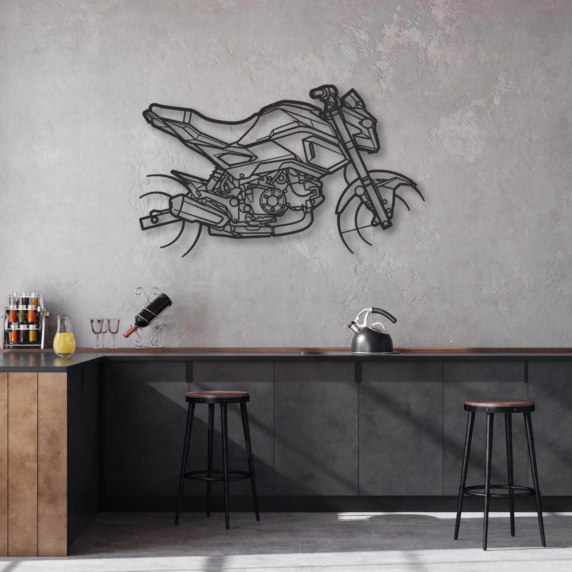 2015 Honda Grom Classic Motorcycle Silhouette Metal Wall Art - Moto Garage Decor