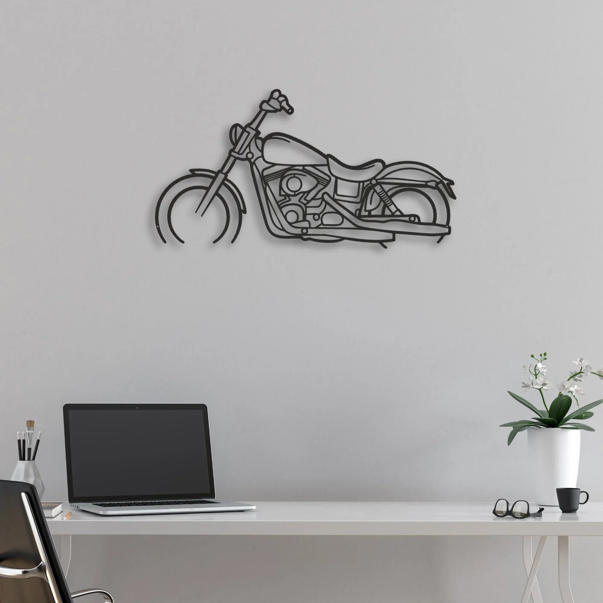 2017 Harley-Davidson Dyna Street Bob Classic Motorcycle Silhouette Metal Wall Art - Moto Garage Decor
