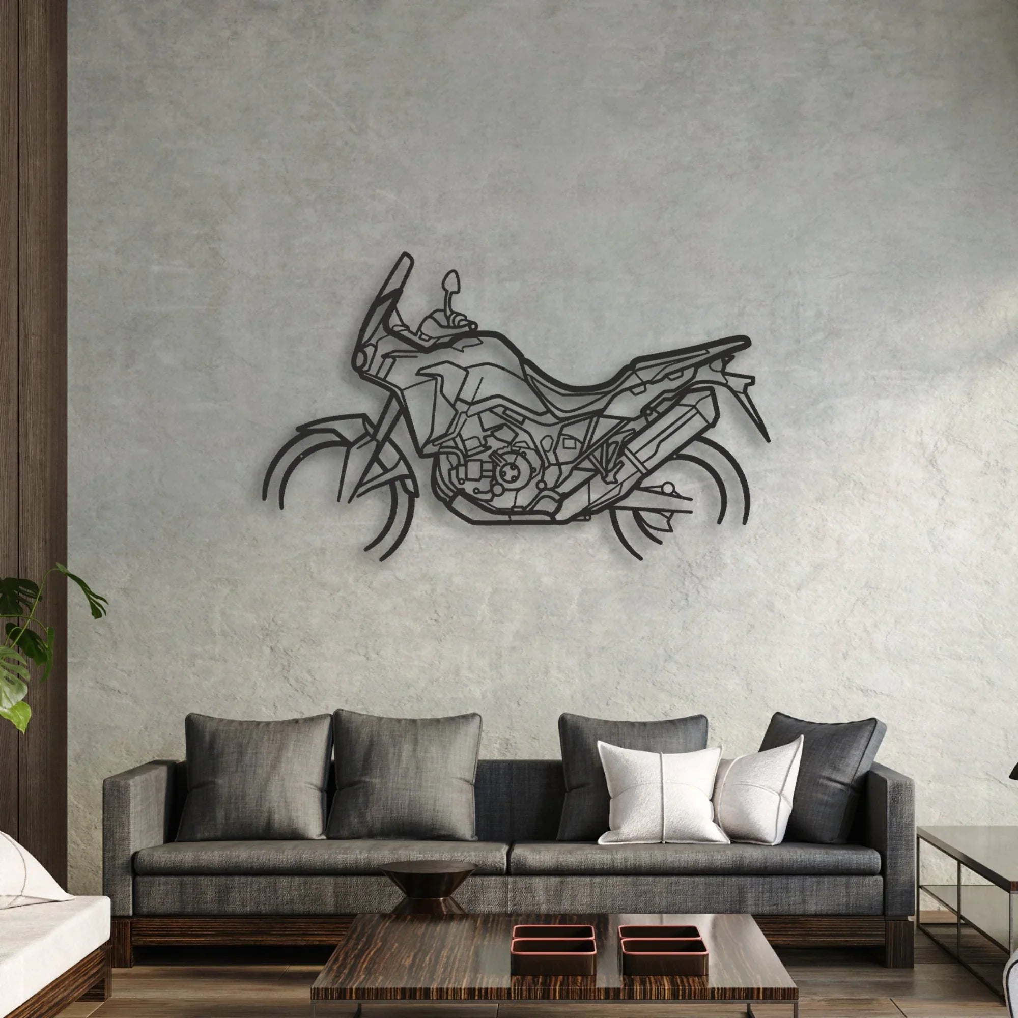 2018 Honda Africa Twin Adventure Sports Classic Motorcycle Silhouette Metal Wall Art - Moto Garage Decor