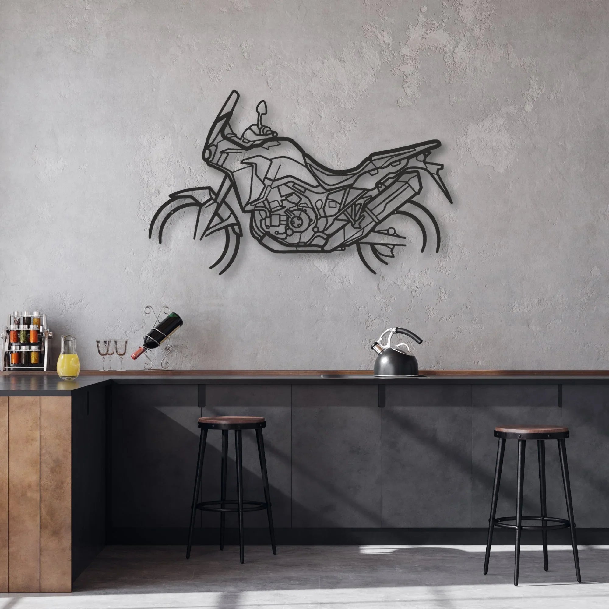 2018 Honda Africa Twin Adventure Sports Classic Motorcycle Silhouette Metal Wall Art - Moto Garage Decor